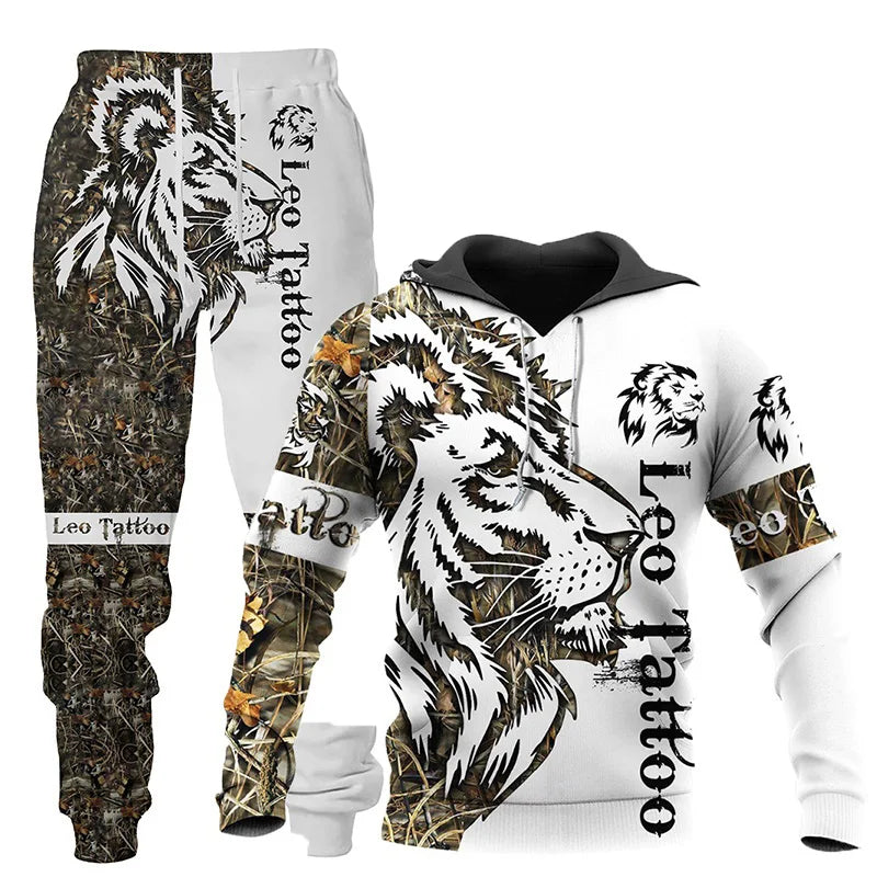 Wolf 3D Tracksuit – Men’s Hoodie & Pants Set Casual Autumn Winter Outfit