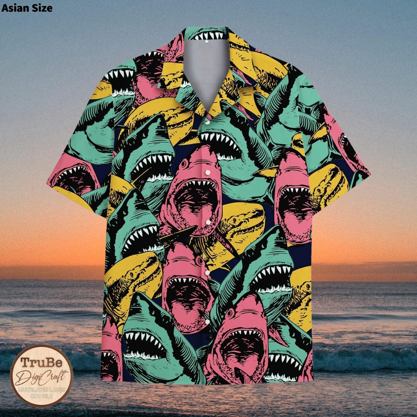 Shark Hawaii Shirt – Tropical Aloha Summer Beach Button Down for Men & Women