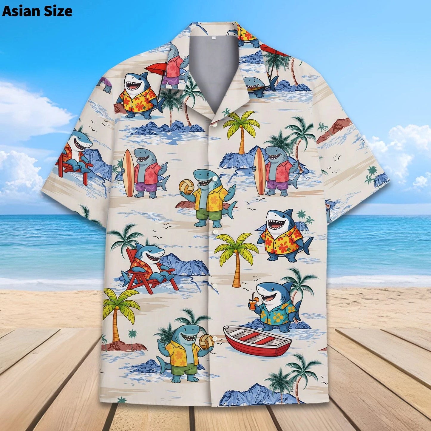 Shark Hawaii Shirt – Tropical Aloha Summer Beach Button Down for Men & Women