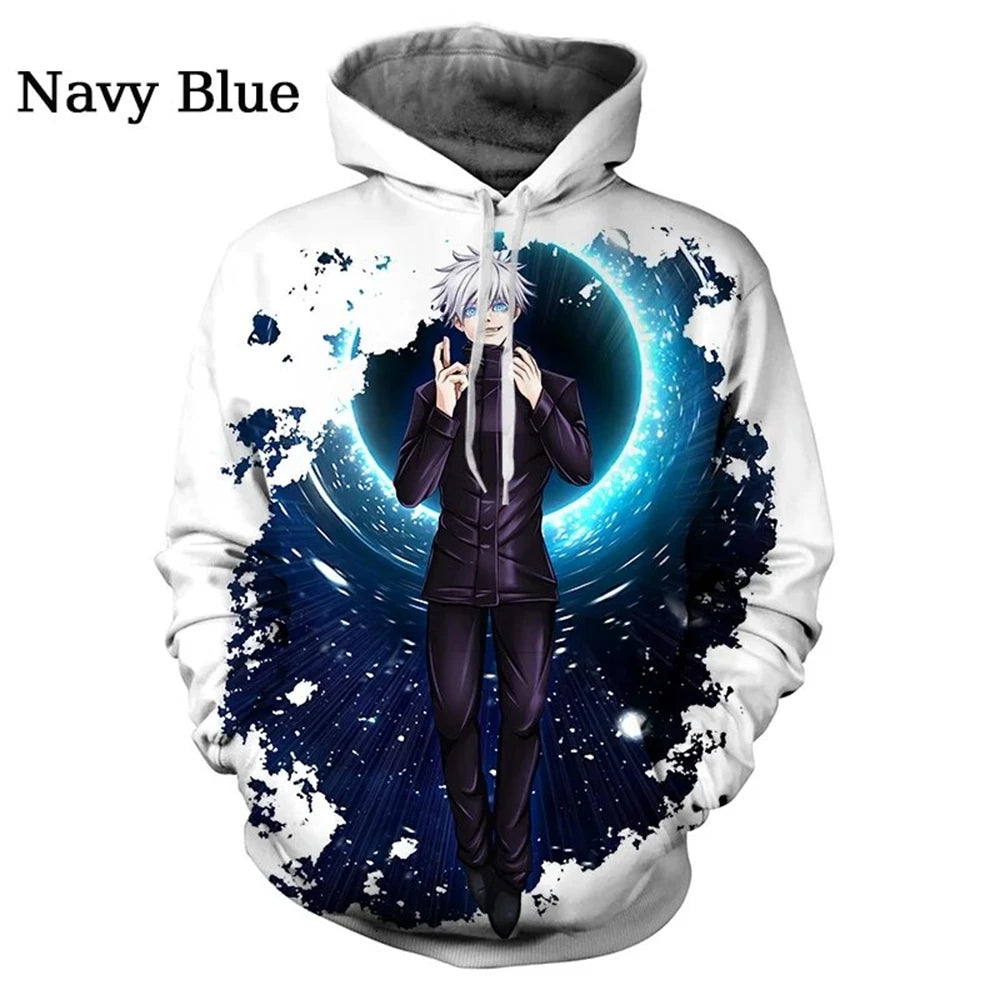 Jujutsu Kaisen Gojo Hoodie – Men’s 3D Anime Manga Print Sweatshirt Pullover