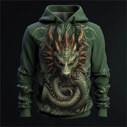 Dragon Hoodie – Men’s 3D Print Oversized Harajuku Sweatshirt