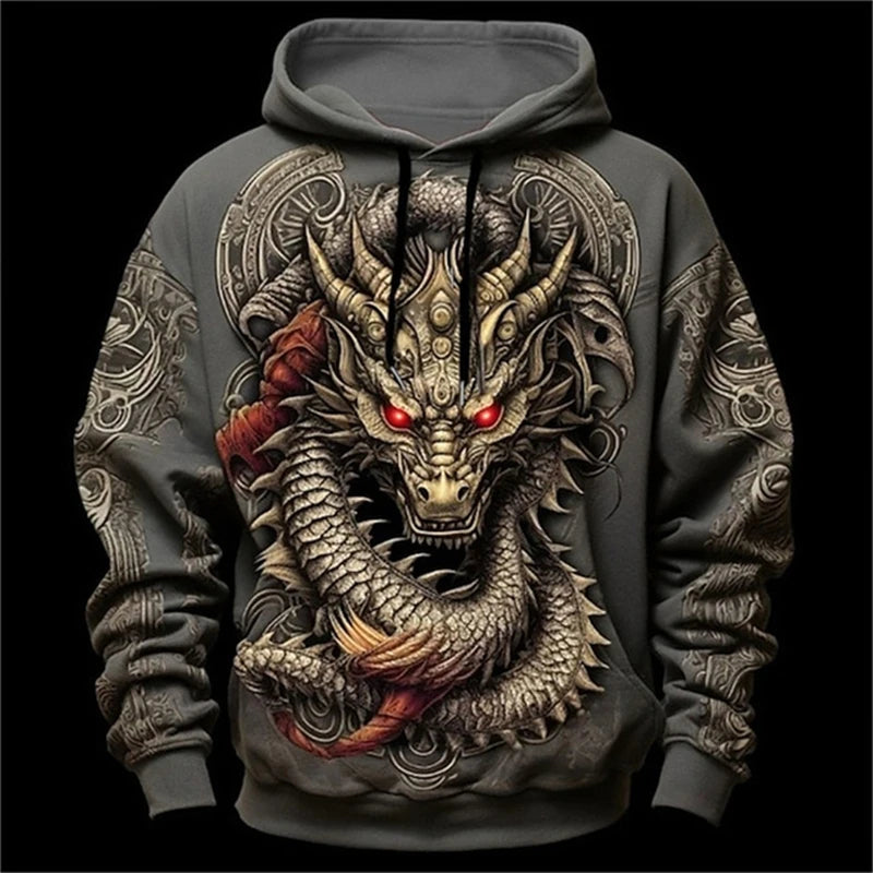 Dragon Hoodie – Men’s 3D Print Oversized Harajuku Sweatshirt
