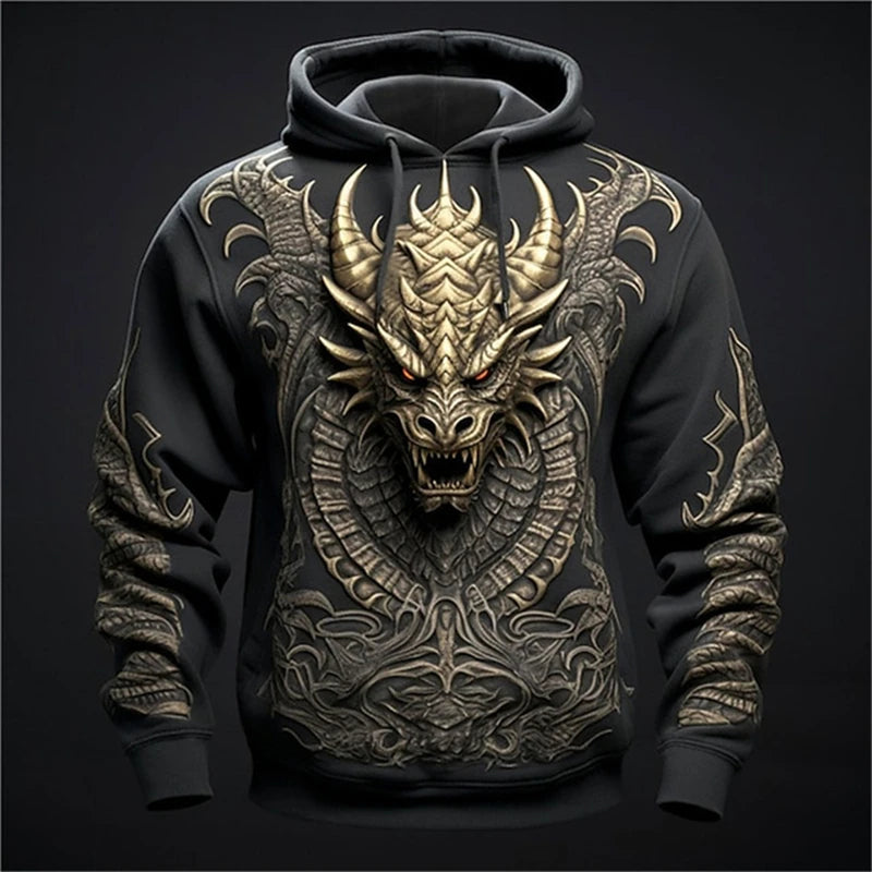 Dragon Hoodie – Men’s 3D Print Oversized Harajuku Sweatshirt