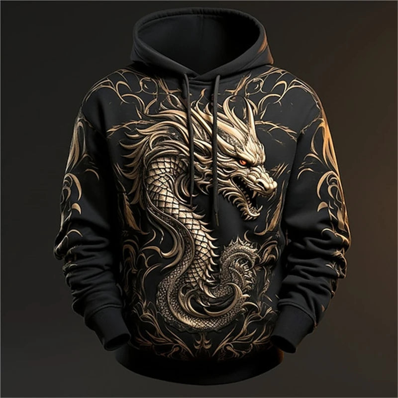 Dragon Hoodie – Men’s 3D Print Oversized Harajuku Sweatshirt