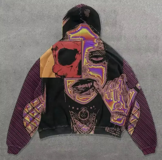 3D Skull Hoodie – Halloween Horror Sweatshirt for Men, Women & Kids