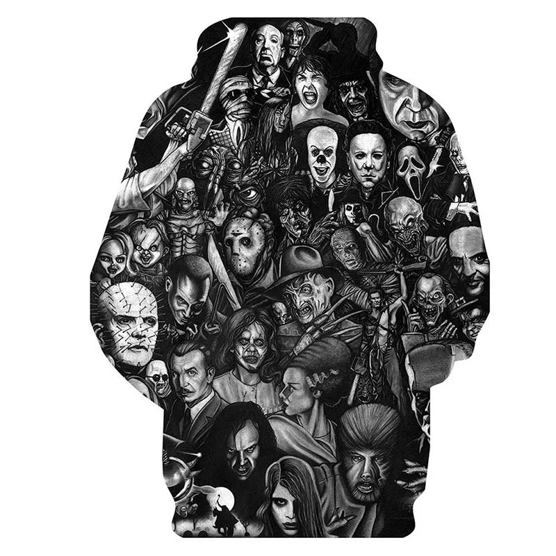 Horror Movies 3D Hoodie – Oversized Casual Pullover for Men & Women