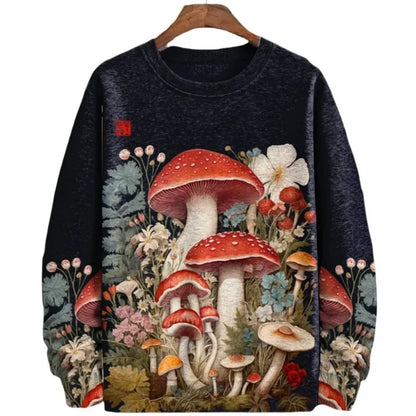 3D Mushroom Hoodie – Colorful Moth Graphic Sweatshirt for Men & Women