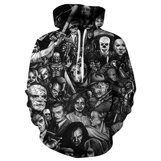 Horror Movies 3D Hoodie – Oversized Casual Pullover for Men & Women
