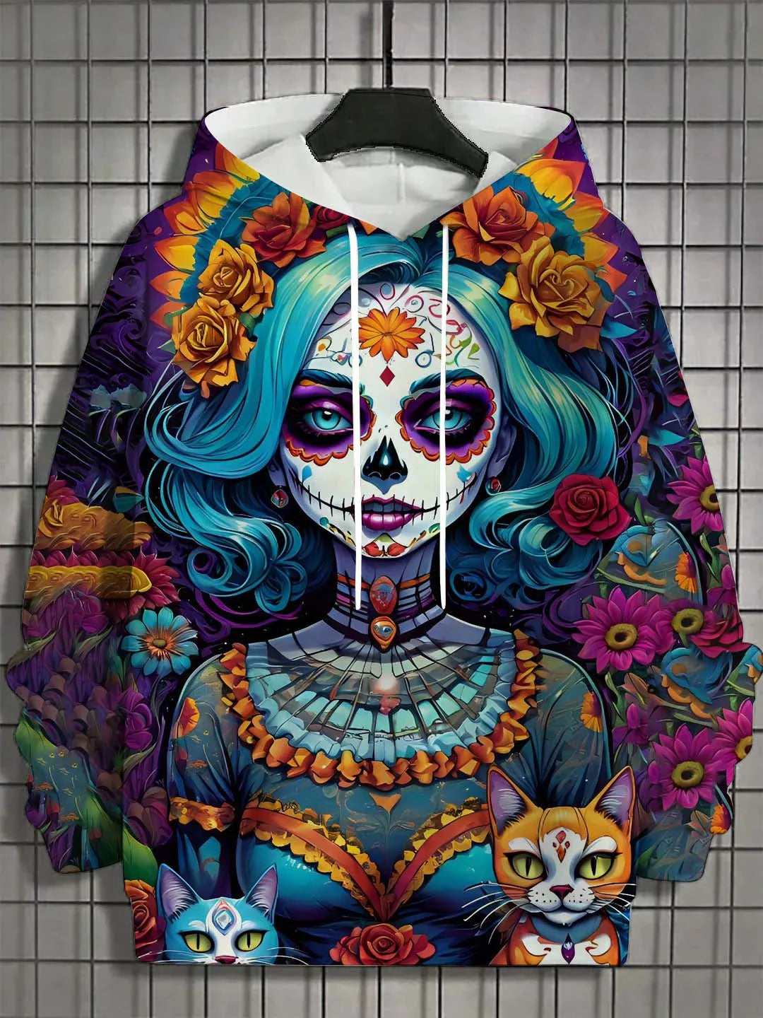 Women’s Skull Hoodie – Casual Autumn Long Sleeve Horror Graphic Pullover