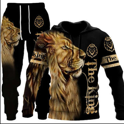 Wolf 3D Tracksuit – Men’s Hoodie & Pants Set Casual Autumn Winter Outfit