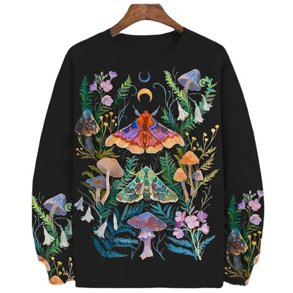 3D Mushroom Hoodie – Colorful Moth Graphic Sweatshirt for Men & Women