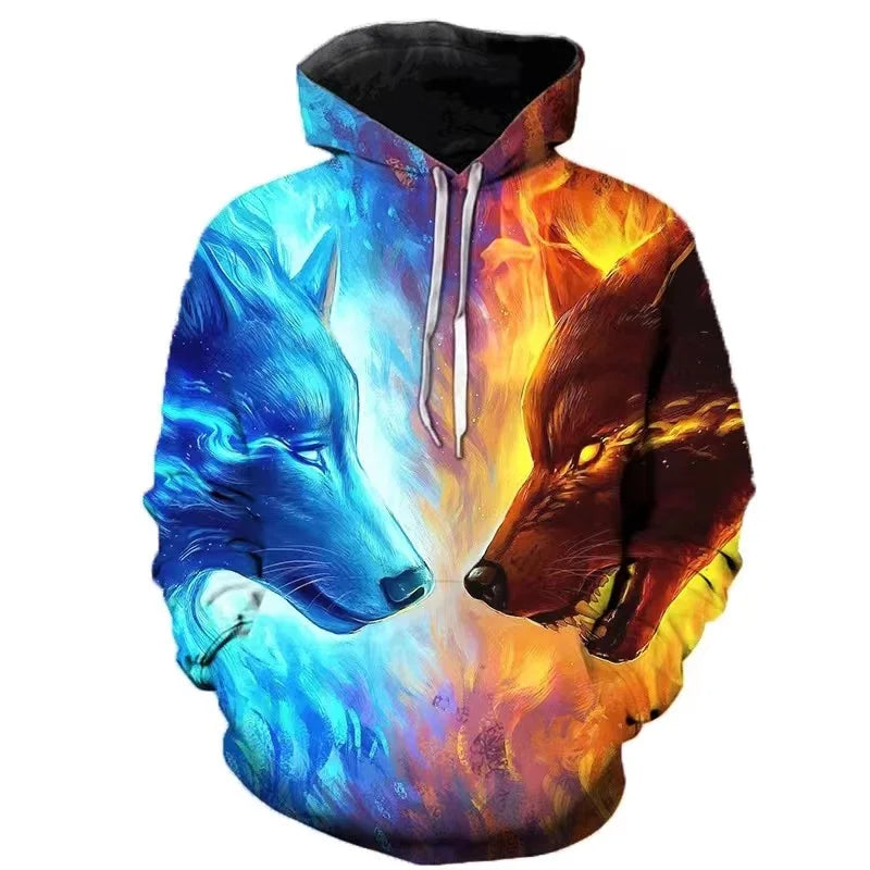 Autumn 3D Wolf Hoodies Men Hooded Animal Printed Hoodie Sweatshirts Tracksuits Man/women Jackets Funny Hoody DropShipping