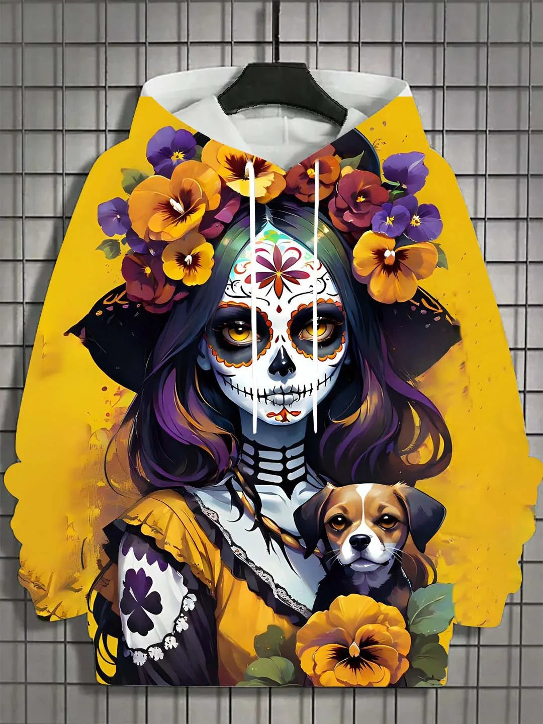 Women’s Skull Hoodie – Casual Autumn Long Sleeve Horror Graphic Pullover