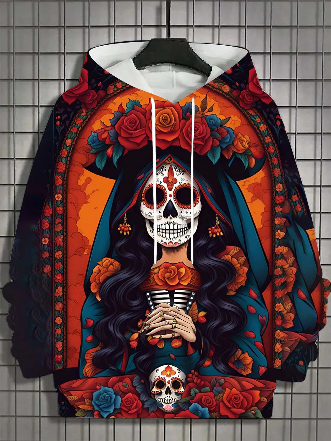 Women’s Skull Hoodie – Casual Autumn Long Sleeve Horror Graphic Pullover