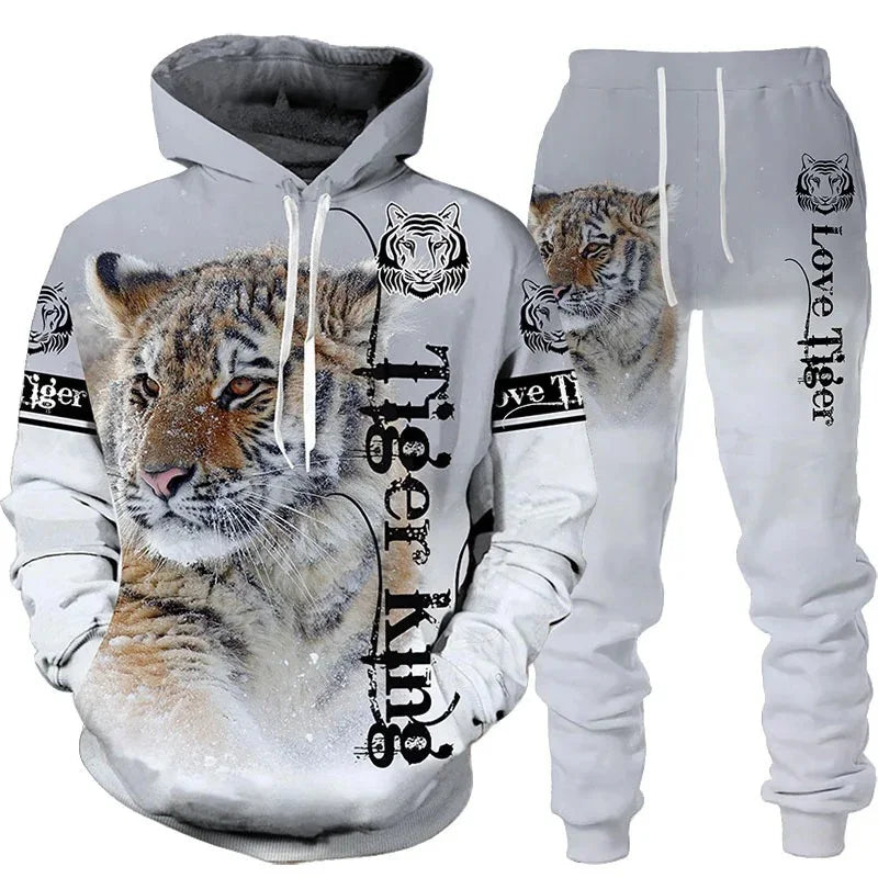 Wolf 3D Tracksuit – Men’s Hoodie & Pants Set Casual Autumn Winter Outfit