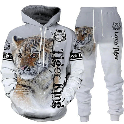 Wolf 3D Tracksuit – Men’s Hoodie & Pants Set Casual Autumn Winter Outfit