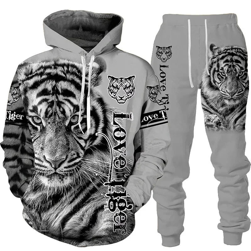Wolf 3D Tracksuit – Men’s Hoodie & Pants Set Casual Autumn Winter Outfit
