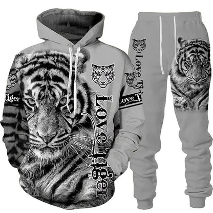 Wolf 3D Tracksuit – Men’s Hoodie & Pants Set Casual Autumn Winter Outfit