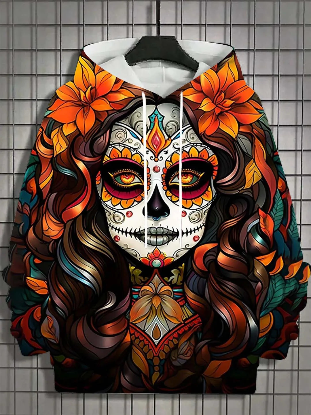 Women’s Skull Hoodie – Casual Autumn Long Sleeve Horror Graphic Pullover