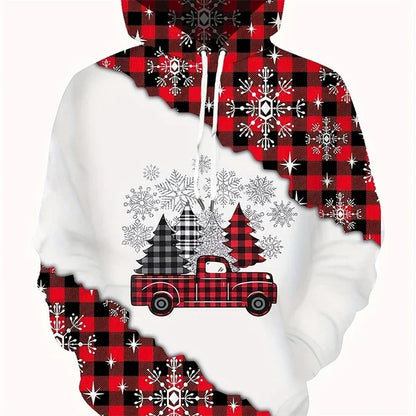 Christmas 3D Snowman Hoodie – Merry Xmas Elk Pullover for Men & Women