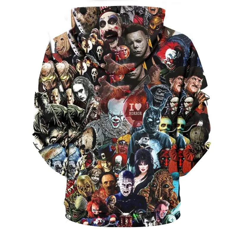 Horror Movies 3D Hoodie – Oversized Casual Pullover for Men & Women