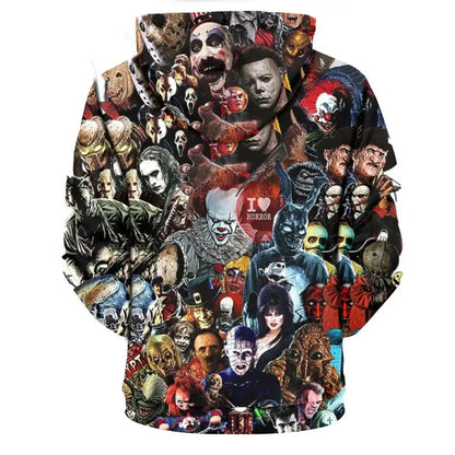 Horror Movies 3D Hoodie – Oversized Casual Pullover for Men & Women
