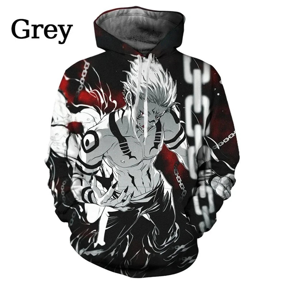 Jujutsu Kaisen Gojo Hoodie – Men’s 3D Anime Manga Print Sweatshirt Pullover