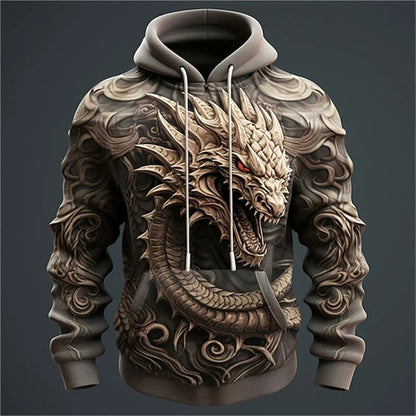 Dragon Hoodie – Men’s 3D Print Oversized Harajuku Sweatshirt