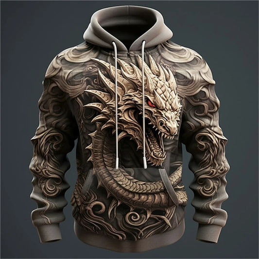 Dragon Hoodie – Men’s 3D Print Oversized Harajuku Sweatshirt