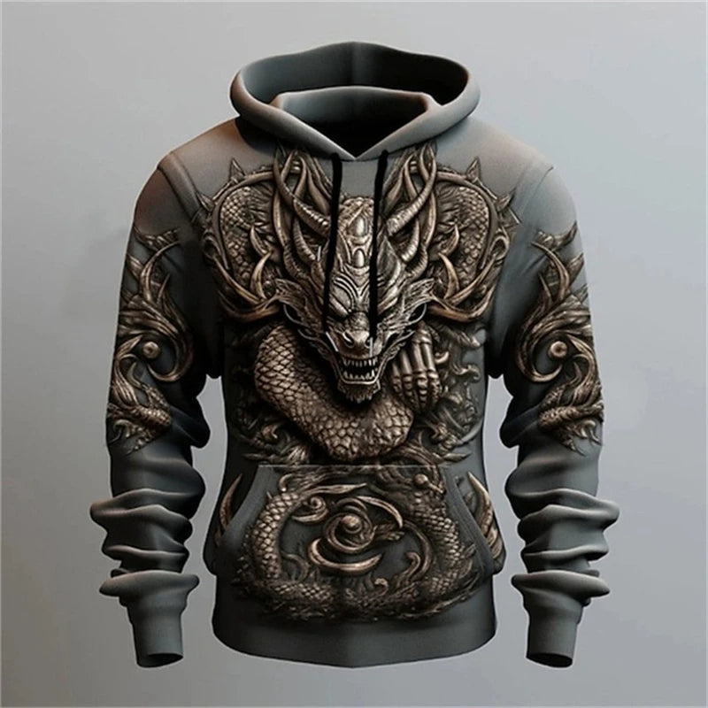 Dragon Hoodie – Men’s 3D Print Oversized Harajuku Sweatshirt