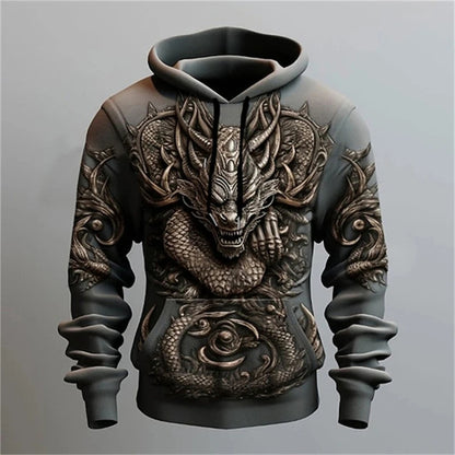 Dragon Hoodie – Men’s 3D Print Oversized Harajuku Sweatshirt